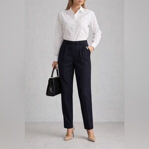 St. John Sport Marie Gray Navy Pleated Trousers Size 2